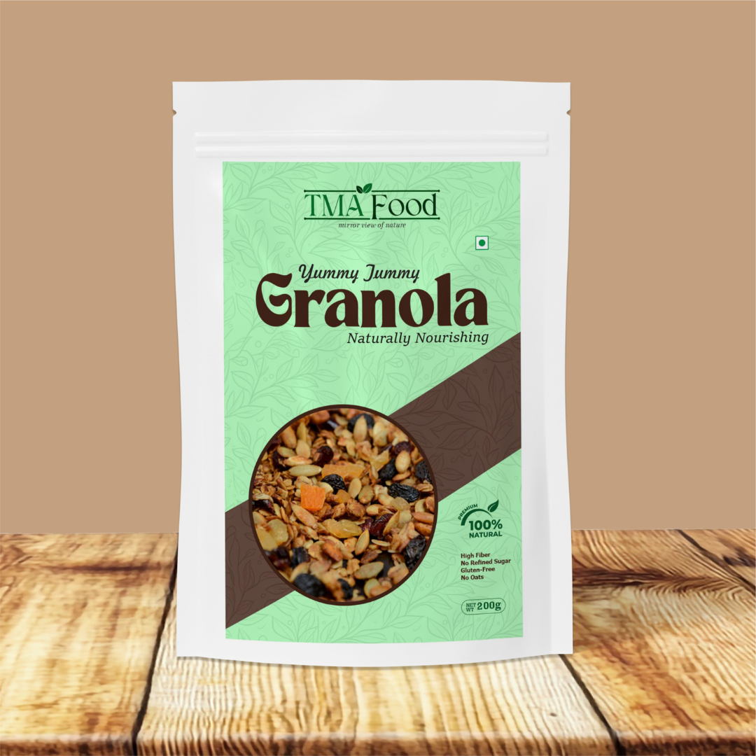 TMA Food - Wheat Flakes Granola | High Fiber, Protein-Rich Cereal with Nuts & Seeds | No Added Sugar | Healthy & Crunchy Snack | No Preservatives 250 gram