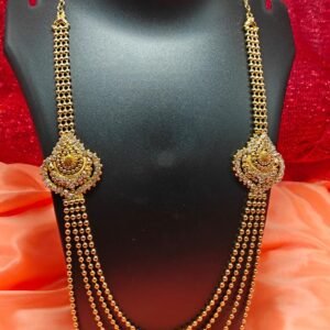 Traditional 2 Dollar Multi Layer Beaded Haram Necklace for Women | Ethnic Wedding & Festive Wear Jewellery | Gold Plated Imitation Haram Necklace