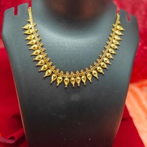 Elegant Impon Leaf Drop Design Necklace for Women | Traditional Ethnic Wedding & Festive Wear Jewellery | Gold Plated Imitation Necklace
