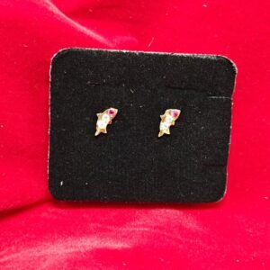 Gold Plated Minimal Leaf Stone Stud Earrings