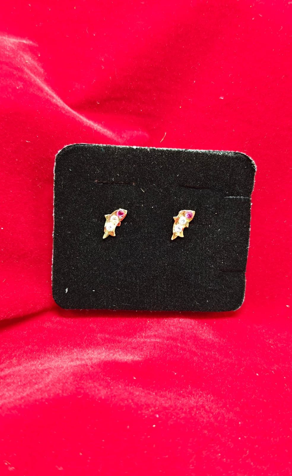 Gold Plated Minimal Leaf Stone Stud Earrings