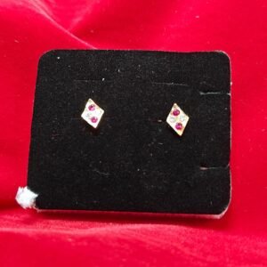 Elegant Gold Plated Minimal Stone Stud Earrings | Gold Plated Imitation Earrings