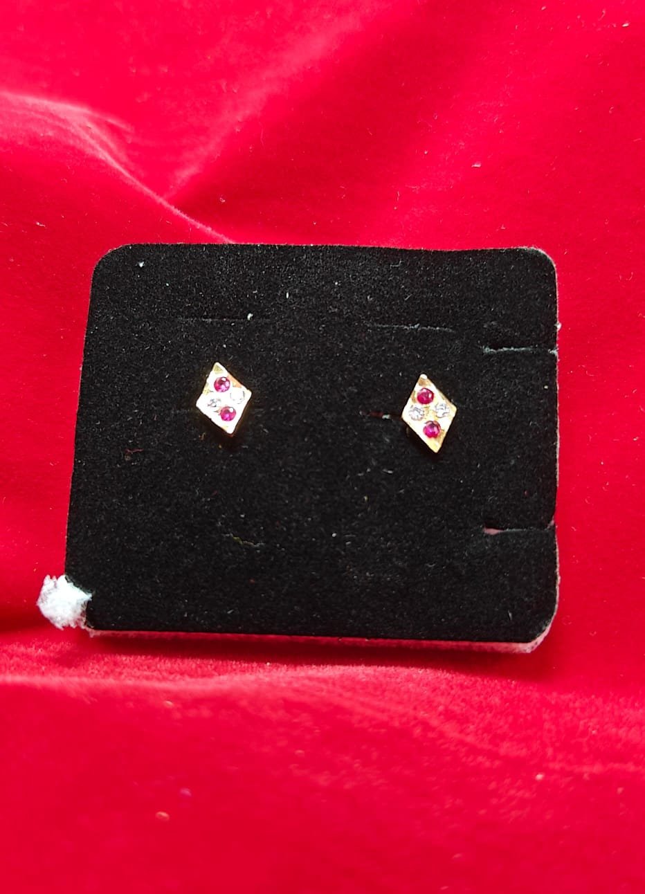 Elegant Gold Plated Minimal Stone Stud Earrings | Gold Plated Imitation Earrings