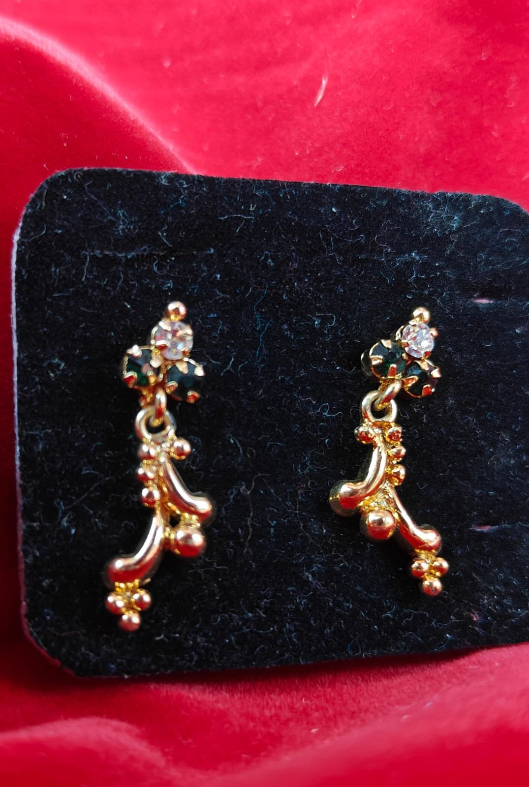 Elegant American Diamond Floral Drop Earrings | Ethnic Wedding & Festive Wear Jewellery | Gold Plated Imitation Earrings