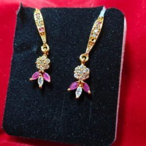 Elegant Impon Floral Stone Drop Earrings | Ethnic Wedding & Festive Wear Jewellery | Gold Plated Imitation Earring