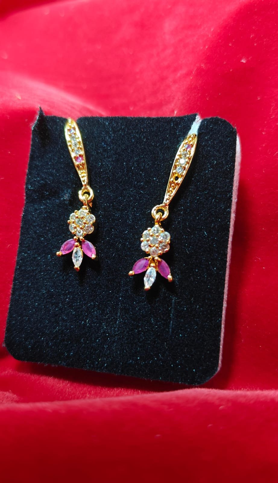 Elegant Impon Floral Stone Drop Earrings | Ethnic Wedding & Festive Wear Jewellery | Gold Plated Imitation Earring