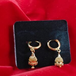 Gold Plated Mini Jhumka Hoop Earrings | Ethnic Wedding & Festive Wear Jewellery | Gold Plated Imitation Earring