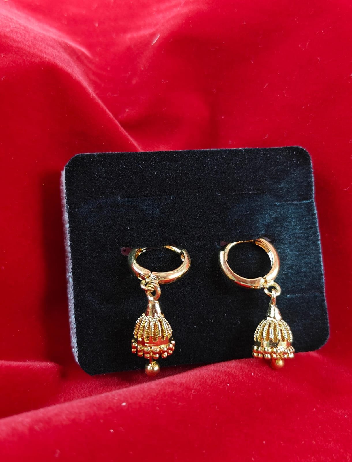 Gold Plated Mini Jhumka Hoop Earrings | Ethnic Wedding & Festive Wear Jewellery | Gold Plated Imitation Earring