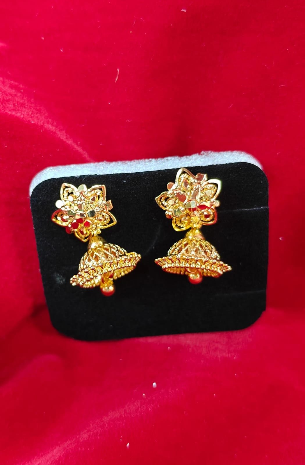 Traditional Gold Plated Floral Jhumka Earrings | Ethnic Wedding & Festive Wear Jewellery | Gold Plated Imitation Earring