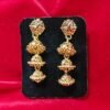 Traditional Impon Triple Layer Jhumka Earrings| Ethnic Wedding & Festive Wear Jewellery | Gold Plated Imitation Earring