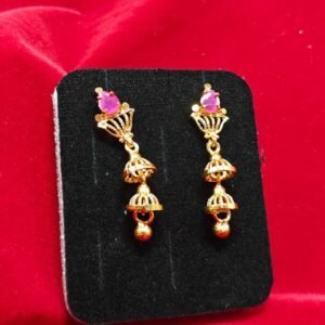 Elegant Impon Double Jhumka Drop Earrings| Ethnic Wedding & Festive Wear Jewellery | Gold Plated Imitation Earring