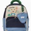 Cute Bear School Backpack for Kids | Cartoon Printed Travel Bag with Mini Pouch | Durable Cloth Fabric | Soft Handle & Smooth Zip Closure