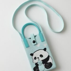 Panda Mini Sling Bag for Girls & Women | Cute Cartoon Crossbody Mobile Pouch | Durable Cloth Fabric | Soft Handle with Button Closure