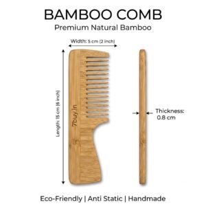 Premium Natural Bamboo Hair Comb | Eco-Friendly Anti-Static Wooden Wide Tooth Comb for Men, Women & Kids